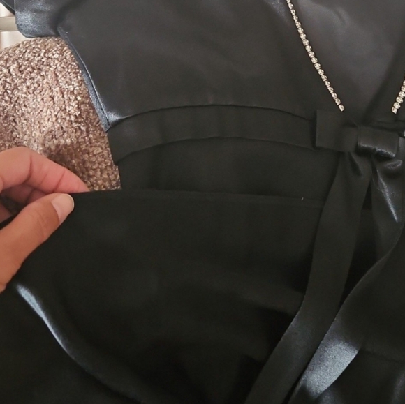 Vtg Classy long Evening Rhinestones Bow Gown satin long maxidress - Picture 10 of 14